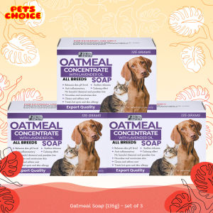 PETSCHOICE - For sensitive skin anti-itch dry coat Prolific Tails Oatmeal Concentrate Soap 135g for Cats & Dogs Moisturizes and Nourishes Skin Set of 3