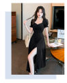 2023 Summer black dress for women casual dress plus size formal dress elegant puff sleeve long dress Korean white dress for graduation. 