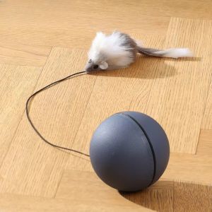 OUTOPEN ABS Automatic Electric Cat Toy Simulated Tail Interactive Cat Ball Toys Teaser Ball Moving Automatic Rolling Ball Toy Cats Kittens Teasing