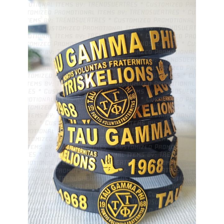 5PCS Tau Gamma Phi Triskelions Baller ID Wrist Band EMBOSSED
