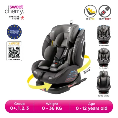 Sweet Cherry ISOFIX 360° Rotation Baby Car Seat Newborn to 12 years old Convertible YB102A Conrad Car Seat Group 0+1 2 3
