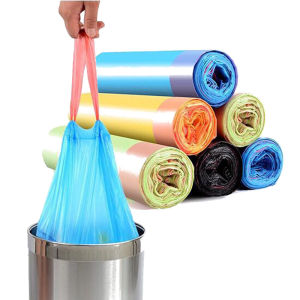 1/2Roll Drawstring Garbage Bag Household Large Color Portable Automatic Closing Thickening Kitchen Cleaning Plastic Bag Storage Bag