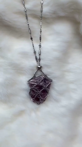 Empty Stone Holder Necklace Cord Adjustable Natural Cage Necklace Chain Mesh Pendant Necklace Gifts