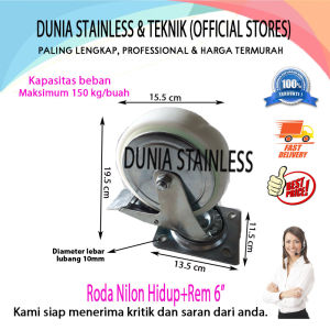 Roda Nilon hidup+rem 6"