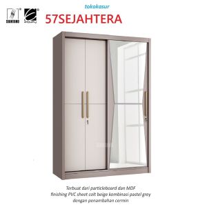 Lemari Pakaian - Wardrobe LP VOLARE 160 3DSS Pastel Grey - Siantano