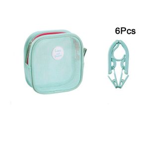 GEMMA Non-Slip Foldable Clothes Hanger 6 Hangers 12 Clips Collapsible Clothes Hanger Versatile with Storage Bag Drying Hanger For Home