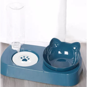 【SG Local】2-IN-1 Pet Bowl Cat Food Bowl Dog Food Bowl Dog Cat Automatic Water Feeder 500ml Bottle with Neck Protection and Hygiene Water Storage