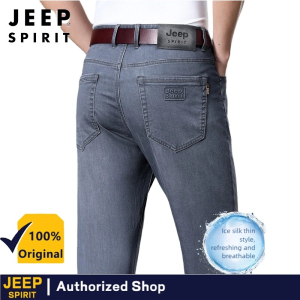 Jeep Tinh Thần Jeans Cho nam mùa hè Thin Fit ống đứng dáng rộng Chân Giản Dị Quần Cho doanh nhân nam Căng