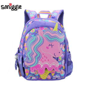Australia Smiggle Original Childrens Schoolbag Girls Backpack Cartoon Purple Unicorn ice cream Kids Bags 14 Inches New Fashion