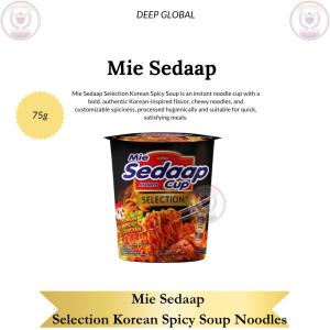Mie Sedaap Selection Korean Spicy Soup Noodles 75g - Halal Certified Fried Instant Noodles with Crispy Onions & Customizable Spiciness