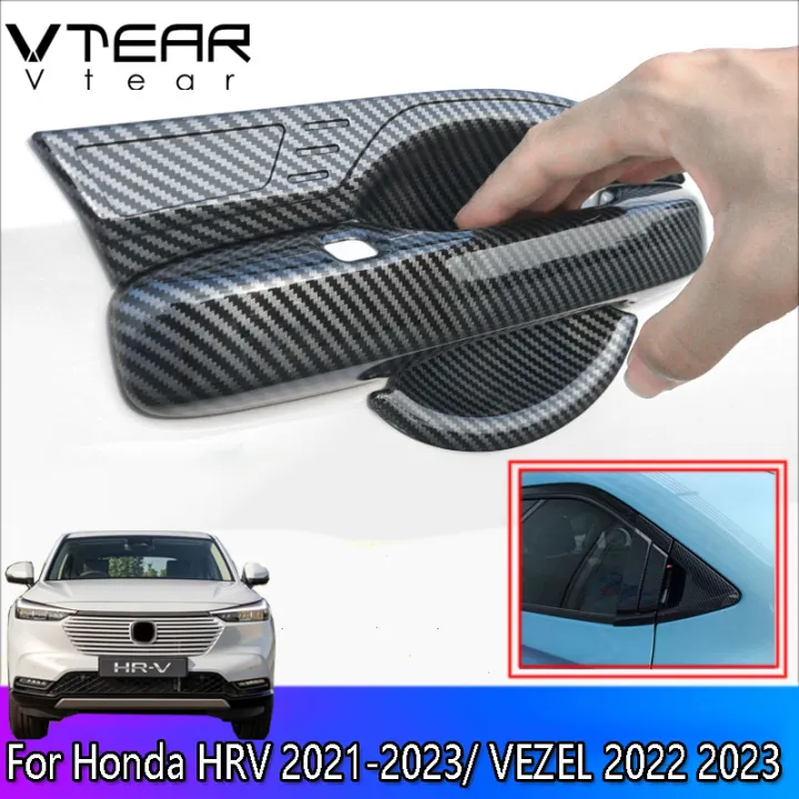 Vtear For Honda HRV 2021-2023 / VEZEL 2022 2023 HR-V Auto ABS chrome plated  accessories Car door handle protection cover Door bowl cover (Silver carbon  ) External modification parts