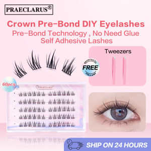 [Self-adhesive Eyelashes]PRAECLARUS Crown Wear No Glue Needed Lashes C Curl 12mm Eyelash Extension Set Natural Reusable False Eyelash Glue-free Eyelash