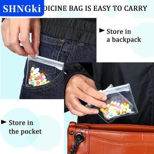 SHNGki 5pcs Pill Pouch túi zippered Pill Pouch tái sử dụng rõ ràng Pill Túi tự niêm phong du lịch y học tổ chức Lưu trữ