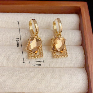 Melard-Style Square Sparkling Diamond Earrings Light Luxury Women Elegant Hoop Earrings Jewelry