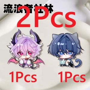 2Pcs Game Wanderer Scaramouche Kunikuzushi Vagrant Durin Pins Acrylic Breastpin Badge Jewelry