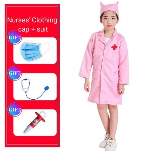5PCS Doctor Career Costume for Kids Boys Girls Career Guidance Costume Cosplay Clothes Doctor Nurse Uniforms Halloween Childrens Day Performance