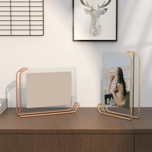 NCUMBE แบบสองด้าน ขาตั้งกรอบรูปภาพ โลหะสำหรับตกแต่ง สร้างสรรค์และสร้างสรรค์ อัลบั้มรูปภาพ ตกแต่งเดสก์ท็อป ปรับแต่งได้เอง กรอบการแสดงผล DIY ช้อป