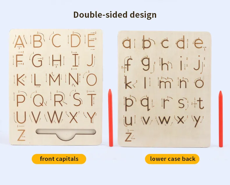 Double Sided Wooden Alphabet/Number Practice Board Handwriting