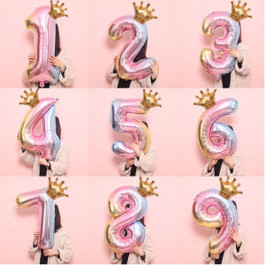 32inch 0-9 Number Crown Aluminum Film Balloon Birthday Party Wedding Supplies