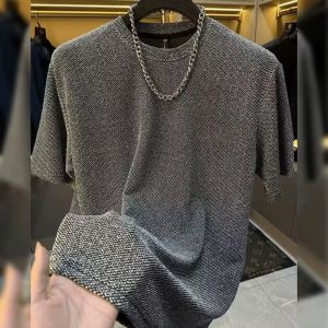 2025新款纯色质感短袖男夏季新款美式重磅潮牌宽松半袖T恤五分袖