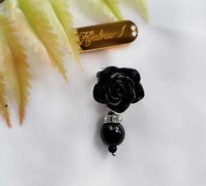 Hijabnur1 - Bros Hijab - Peniti Dagu - Pin Hijab Bunga Dengan Mutira Handmade