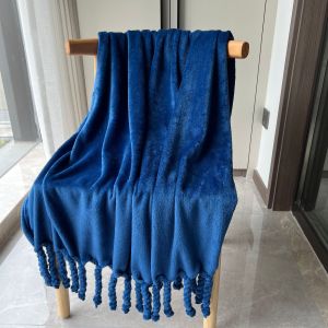 ผ้าห่มขนพู่ตกแต่งปลายเตียงผ้าห่มโซฟางีบหลับเครื่องปรับอากาศผ้านวมคลุมเตียงถักแบบนุ่มอบอุ่น