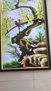 Hiasan Dinding Cetak Gambar Lukisan Pohon Bonsai dan Burung plus Bingkai uk:100cm x 50cm