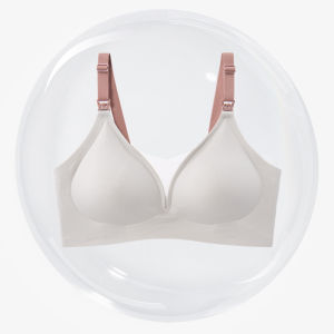【S.mart】SILVADUR™ antibacterial Contrasting mesh Latex jelly strip nursing bra Wire-Free Seamless for Pregnancy & Breastfeeding Moms