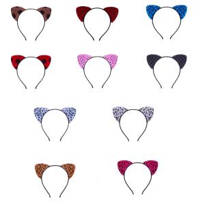 Leopard Print Cats Ear Hairhoop for Women Roleplaying Cats Women Costume Music Festival Headband for Party Gatherings