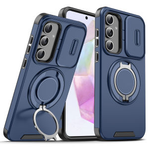 Slide Lens Protection Car Magnetic Armor Case For Samsung Galaxy A16 A06 A15 A25 A35 A55 A14 A54 A13 A23 5G 4G A03S A04S Cover
