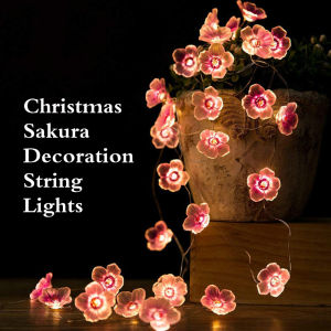2M Christmas Decoration LED Light String Cherry Blossom Flower Shape Flashing Peach Flower String Decoration Fairy Lights 20led Christmas Tree String Lights