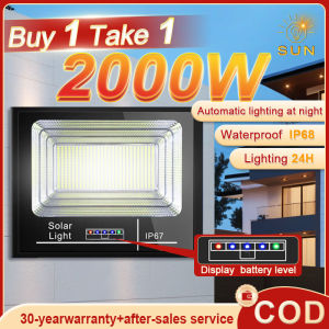 GENGYAN-N【BUY 1 TAKE 1】 4000W heavy duty solar light outdoor floodlight with solar panelsolar lights outdoor waterproof street light with remote control Supports COD 5 year warranty suitable for solar lights in rural courtyards street，Parking lot