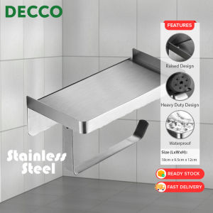 DECCO Stainless Steel Tissue Holder Wall Mounted Toilet Paper Roll Storage Rack Punch-Free Waterproof Mobile Phone Storage Bathroom Pemegang Tisu Tandas - Fulfilled by DECCO SHOP