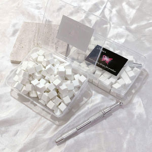 Hộp mút bông dặm ombre nail chuyên dụng tặng kèm nhíp gấp