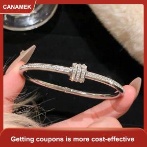 【CANAMEK 】 Light Luxury High-End Micro-Inlaid Full Diamond Bracelet Female Fashion Simple Titanium Steel Non-Fade Bracelet All-Match