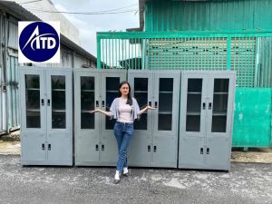 [GIAO HỎA TỐC] Tủ hồ sơ - tài liệu sắt tĩnh điện văn phòng 2 cánh kính cao cấp cho công ty xí nghiệp
