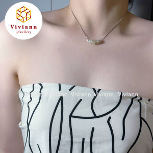 Viviann Original Design Genuine Silver Hetian Jade Necklace For Women Girl Vintage Hetian Jade Necklace Jade Silver Bead Pendant Luxury Clavicle Chain Fashion Temperament Jewellery Accessories Gift