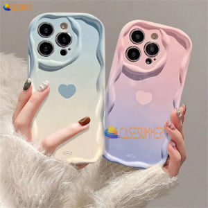 (Lokal Ready) Casesummer Casing hp iPhone 11 12 14 13 12 Pro Max XR 7Plus iPhone 15 Pro Max X XS Max 6s 7 8 6 Plus SE 2020 Ins Gradiasi Cinta Hati 3D Bergelombang Tepi Melengkung Candy Case