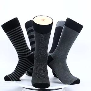 Men Long Compression Socks Cotton Stripe Casual Stockings for Large Feet Size 42-48