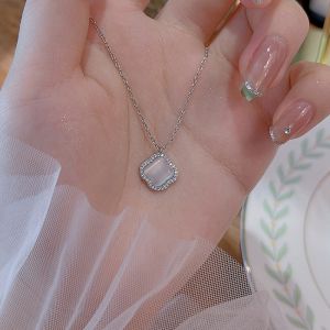 GLAMOR✨พร้อมส่ง สร้อยคอเงินแท้ Clover Opal สไตล์เกาหลี สร้อยคอนําโชค สร้อยเงินแท้ 925 สร้อยคอแท้ สร้อยเงินแท้ จี้สร้อยคอ ของขวัญให้คนที่รักในวันพิเศษ