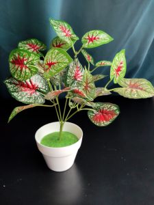 Cành Lá Môn Đốm Trắng 30cm - Cành lá giả Trang trí tường cỏ cắm điểm