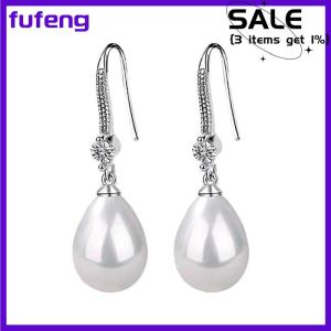 fufeng Jewelry for Women Water Drop Earrings for Women Red White Round Oval Earrings Wedding Engagement Valentines Day Gift