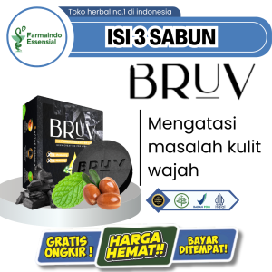 Sabun Wajah Pria Bikin Glowing Sabun Cuci Muka Bekas Jerawat Bopeng Beruntusan - Bruv Brightening Soap Isi 3 Pcs