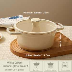 Enamel pot with Lid Enamel Saucepan 20cm/ 24cm Casserole Pot Non Stick Periuk Enamel Big Capacity Ovenable Soup Pot Enamel Pot  Induction Cooker Cookware