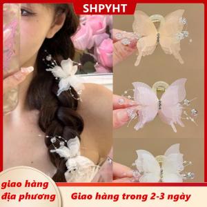 [COD] SHPYHT Giao hàng địa phương Vải tuyn bướm Clip tóc cho phụ nữ cô gái đầy màu sắc kẹp tóc bên Clip ngọt ngào dễ thương bướm barrette Phụ kiện tóc