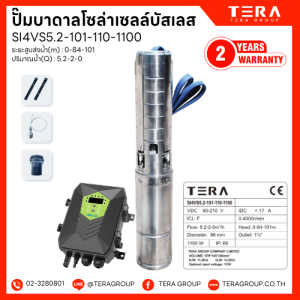 TERA ปั๊มน้ำบาดาลโซลาร์บรัชเลส 4 นิ้ว รุ่น SI4VS5.2-101-110-1100 DC110V กำลัง 1100 วัตต์