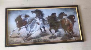Hiasan Dinding Cetak Gambar Lukisan Kuda Berlari plus bingkai ukuran 50cm x 100cm