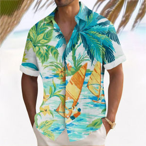 ZEEMIN  Hawaiian Shirts For Men 3d Beach Flower Print Short Sleeve Shirt For Men Clothing Beach Casual Mens Shirts Loose Oversized Tops