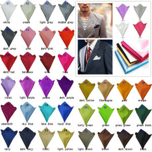 20*20cm Luxury Mens Handkerchief Solid Color White Black Red Hankies Polyester Hanky Business Pocket Square Chest Towel