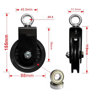 88mm Silent Nylon Pulley Wheel 360° Rotating Fitness Cable Pulley for Gym Equipment